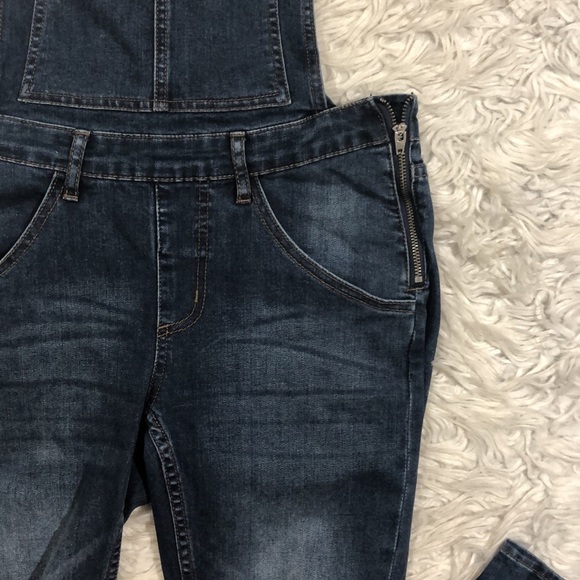 Cheap Monday Distressed Knee Dungaree Carbon Blue Denim Overalls - Picture 10 of 16